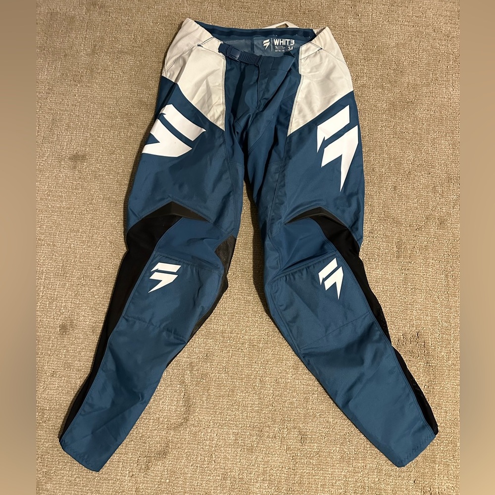 Shift Mx Men's Blue and White Racing Pants White label